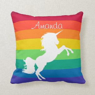Rainbow Pattern White Unicorn - Aangepast op maat Kussen