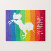 Rainbow Pattern White Unicorn - Aangepast op maat Legpuzzel (Horizontaal)