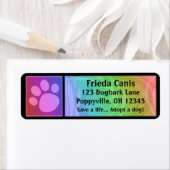 Rainbow Paw Print Adresetiketten Etiket (Insitu)