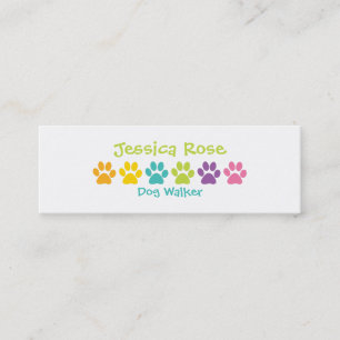 Rainbow Paw Print Hond Walker Mini Visitekaartje