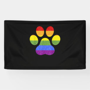 Rainbow Paw Print Hondenpoot LGBT Pride Supporter  Spandoek