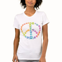Rainbow Paw Print Vredesteken T-shirt