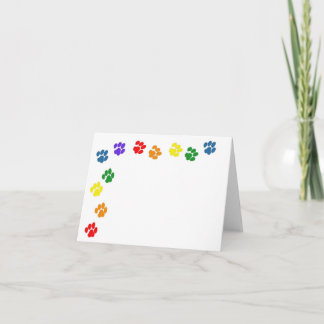 Rainbow Paw Prints Note Kaart