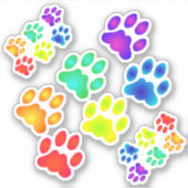 Rainbow Paw Prints Sticker Set (Voorkant)