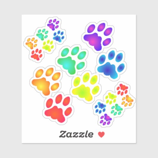 Rainbow Paw Prints Sticker Set (Vel)