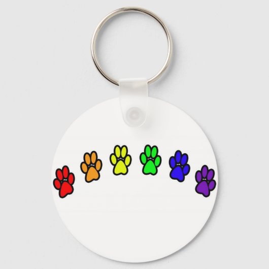 Rainbow Pawprints Sleutelhanger (Voorkant)