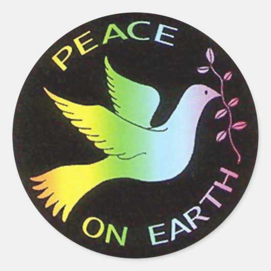 Rainbow Peace Dove Peace Sign Ronde Sticker (Voorkant)