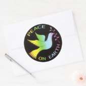 Rainbow Peace Dove Peace Sign Ronde Sticker (Envelop)
