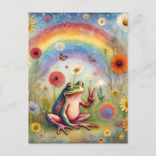 Rainbow Peace Frog Briefkaart