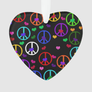 Rainbow Peace Hearts Ornament