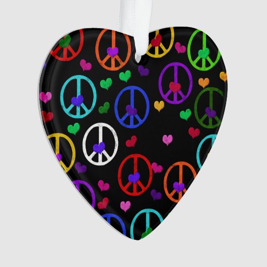 Rainbow Peace Hearts Ornament (voorkant)