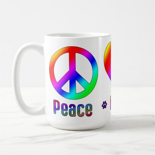 Rainbow Peace Love BBG Mug (Gauche)