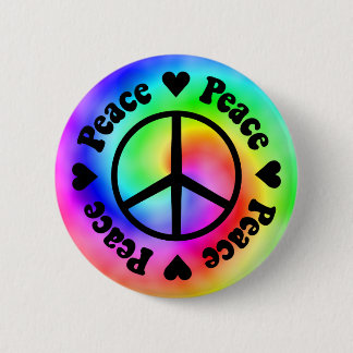 Rainbow Peace & Love Button