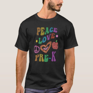 Rainbow PEACE LOVE PRE K-luipaard printplaat Retro T-shirt