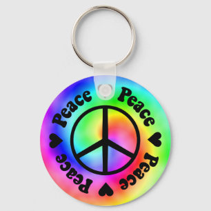 Rainbow Peace & Love Sleutelhanger