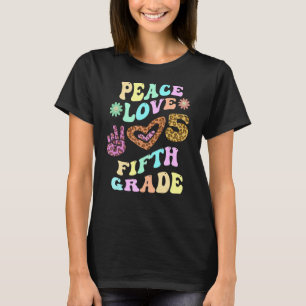 Rainbow PEACE LOVE VIJFDE GRADLEIDEN Print Retro T-shirt