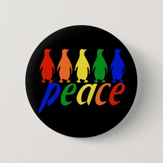 Rainbow Peace Penguins Ronde Button 5,7 Cm (Voorkant)