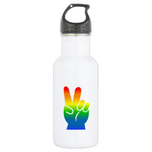 Rainbow Peace Sign 16 oz. Waterfles