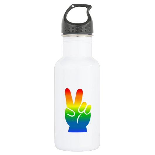 Rainbow Peace Sign 16 oz. Waterfles (Voorkant)