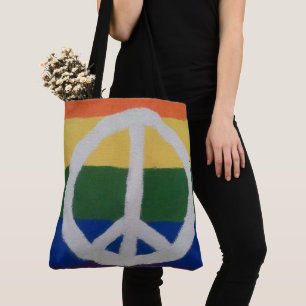 Rainbow Peace Sign Bag Draagtas