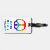 Rainbow Peace Sign Bagagelabel (Achterkant horizontaal)