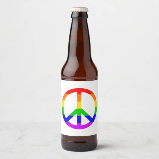 Rainbow Peace Sign Bier Etiket (Voorkant)