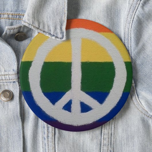 Rainbow Peace Sign Button (In situ)