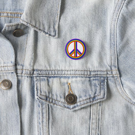 Rainbow Peace Sign Button (In situ)