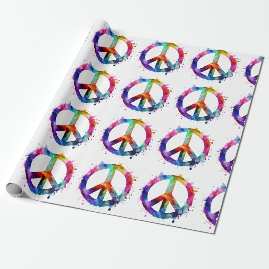 Rainbow Peace Sign Cadeaupapier (Uitgerold)