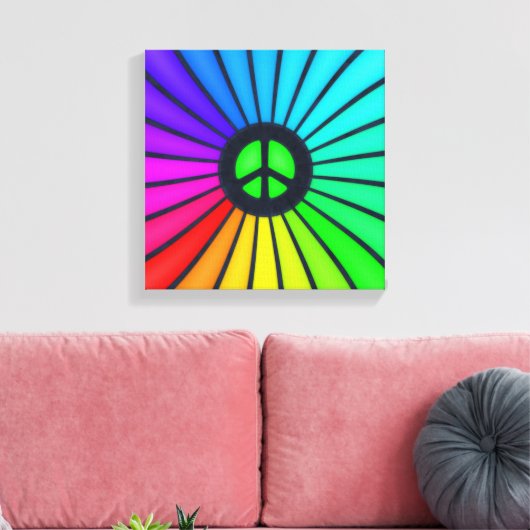 Rainbow Peace Sign Canvas Afdruk (Insitu (Woonkamer))