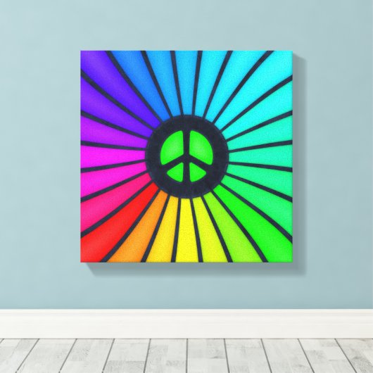 Rainbow Peace Sign Canvas Afdruk (Insitu (Houten vloer))