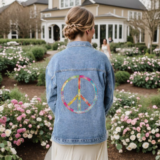 Rainbow Peace Sign Dames Jean jas Denim Jacket