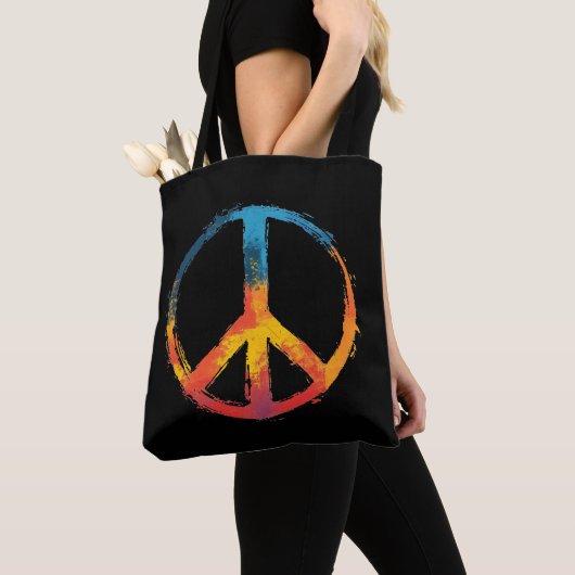 Rainbow Peace Sign Draagtas (Dichtbij)