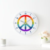 Rainbow Peace Sign Grote Klok (Huis)