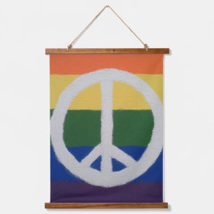 Rainbow Peace Sign Hangend Wandkleed