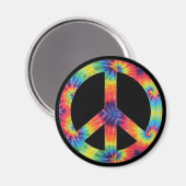 Rainbow Peace Sign Hippie Magnet Magneet (Voorkant / Achterkant)