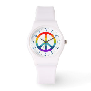 Rainbow Peace Sign Horloge