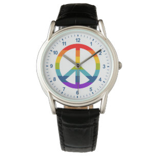 Rainbow Peace Sign Horloge