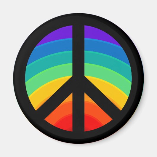 Rainbow Peace Sign Magnet Magneet (Voorkant)