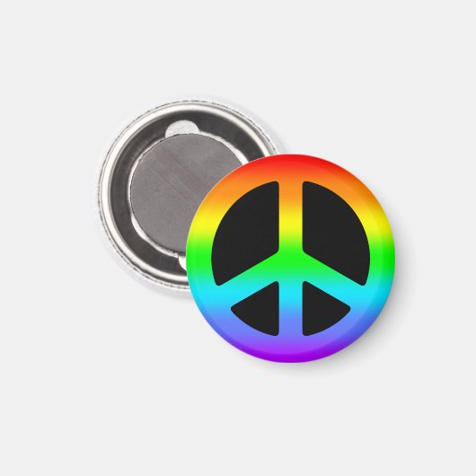 Rainbow Peace Sign Magnet Magneet (Voorkant / Achterkant)