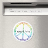 Rainbow Peace Sign met hart gepersonaliseerd Magneet (Insitu (Vaatwasser))