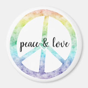 Rainbow Peace Sign met hart gepersonaliseerd Magneet
