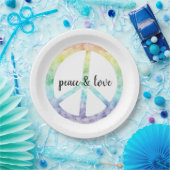 Rainbow Peace Sign met hart gepersonaliseerd Papieren Bordje (Feest)