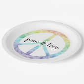 Rainbow Peace Sign met hart gepersonaliseerd Papieren Bordje (Gekanteld)