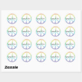 Rainbow Peace Sign met hart gepersonaliseerd Ronde Sticker (Vel)