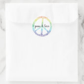 Rainbow Peace Sign met hart gepersonaliseerd Ronde Sticker (Tas)