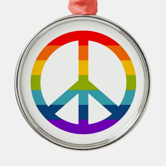 Rainbow Peace Sign Metalen Ornament (Voorkant)