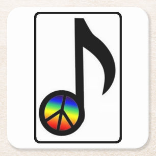Rainbow Peace Sign Music Note Onderzetters