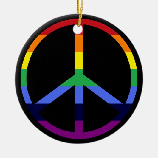 Rainbow Peace Sign Ornament (Voorkant)