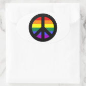Rainbow Peace Sign Ovale Sticker (Tas)